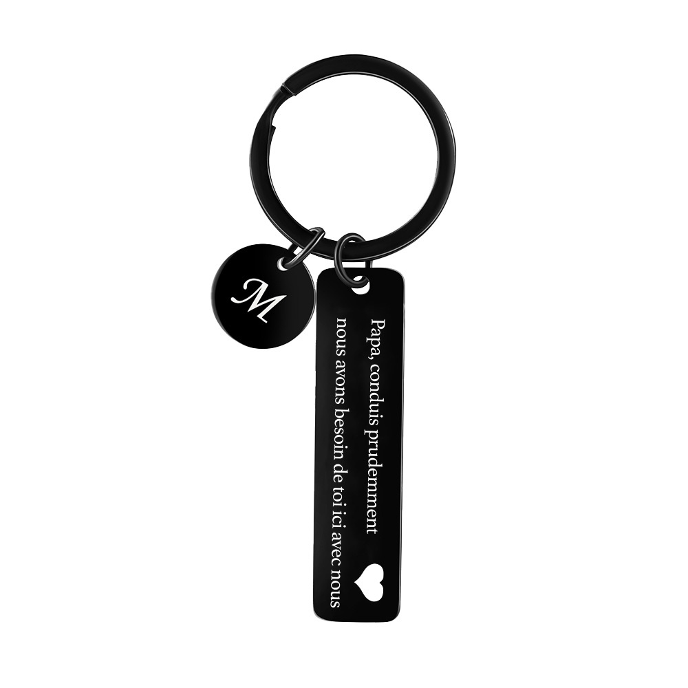 À mon Papa - Porte-clés en acier inoxydable Personnalisé Avec Initiale Porte-Clés 'conduis prudemment' Pour Papa | Jessemade