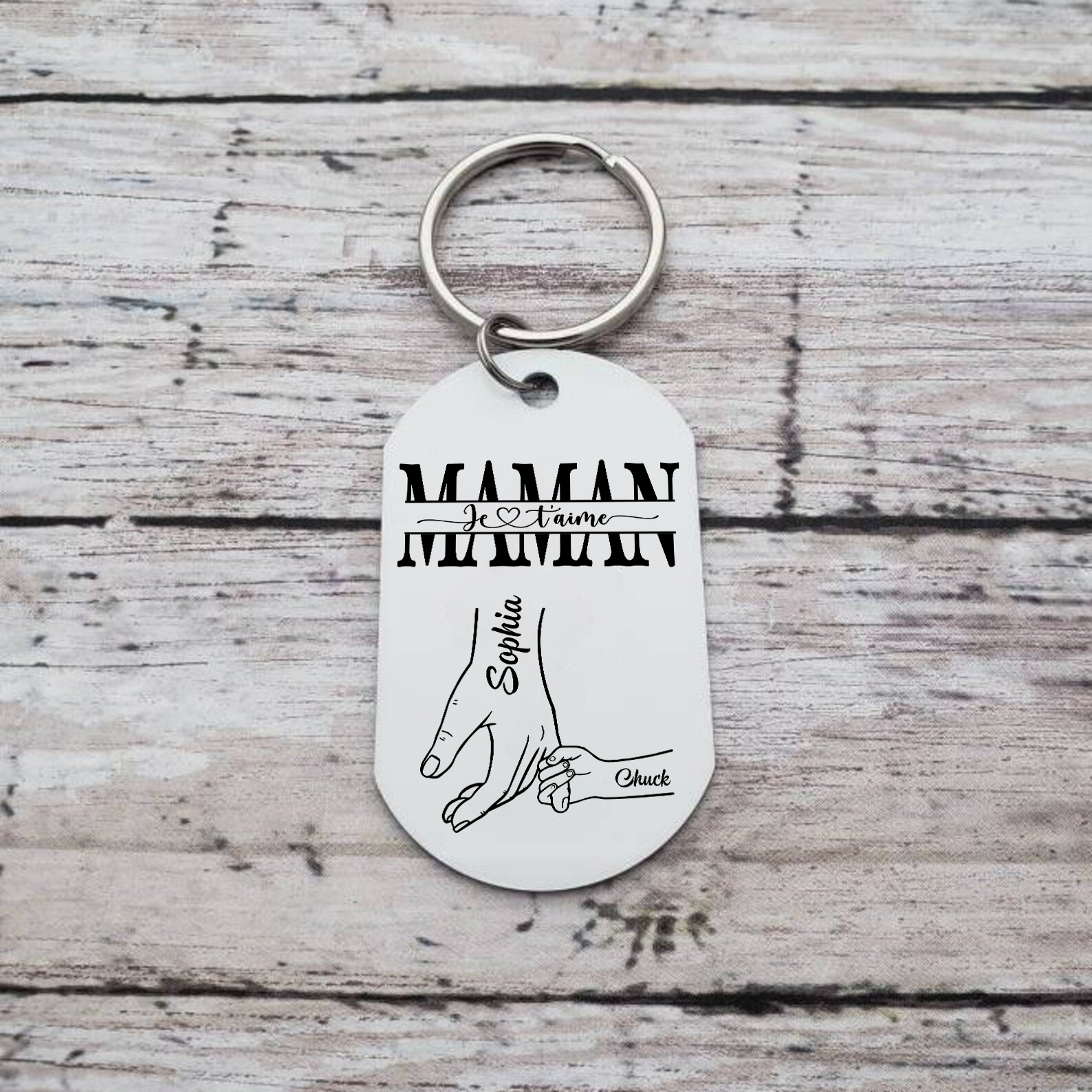 À Maman - Porte-clés Photo Personnalisée avec 2 Prénoms Porte-Clés Personnaliables Pour Maman | Jessemade