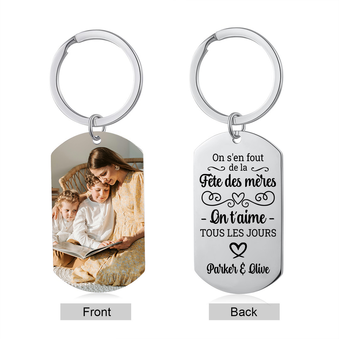 Porte-clés personnalisé photo et texte – Cadeau unique pour maman | Jessemade