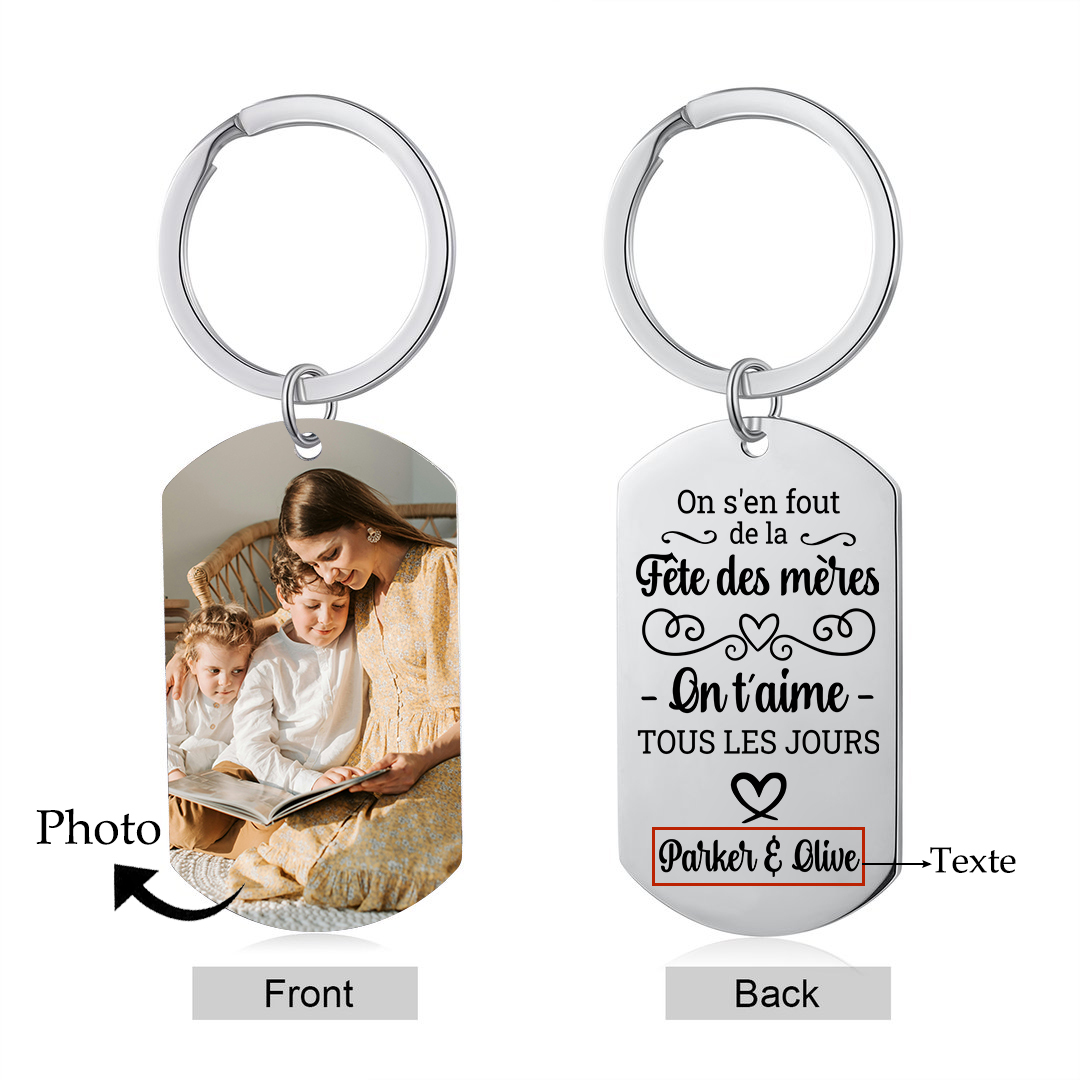 Porte-clés personnalisé photo et texte – Cadeau unique pour maman | Jessemade