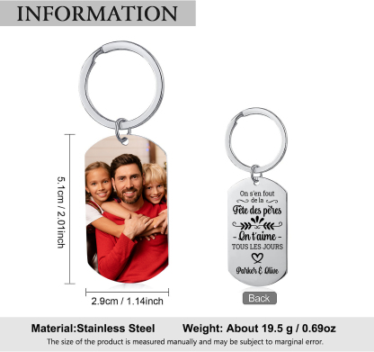 Porte-clés Personnalisé avec Photo et 1 Texte – Cadeau pour Papi | Jessemade