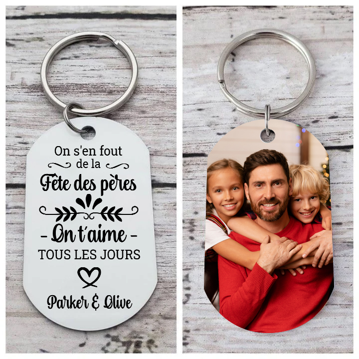 Porte-clés Personnalisé avec Photo et 1 Texte – Cadeau pour Papi | Jessemade