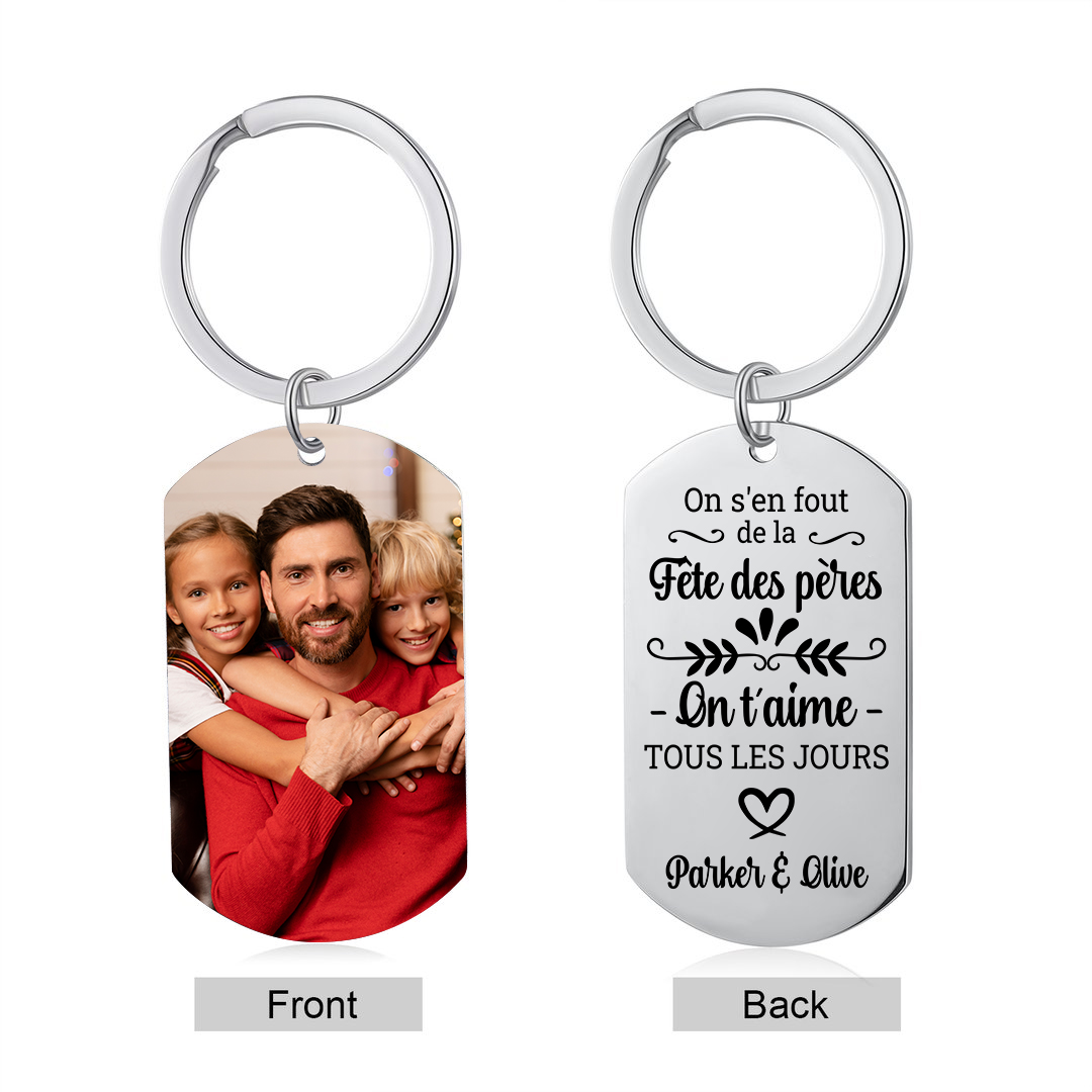 Porte-clés Personnalisé avec Photo et 1 Texte – Cadeau pour Papi | Jessemade
