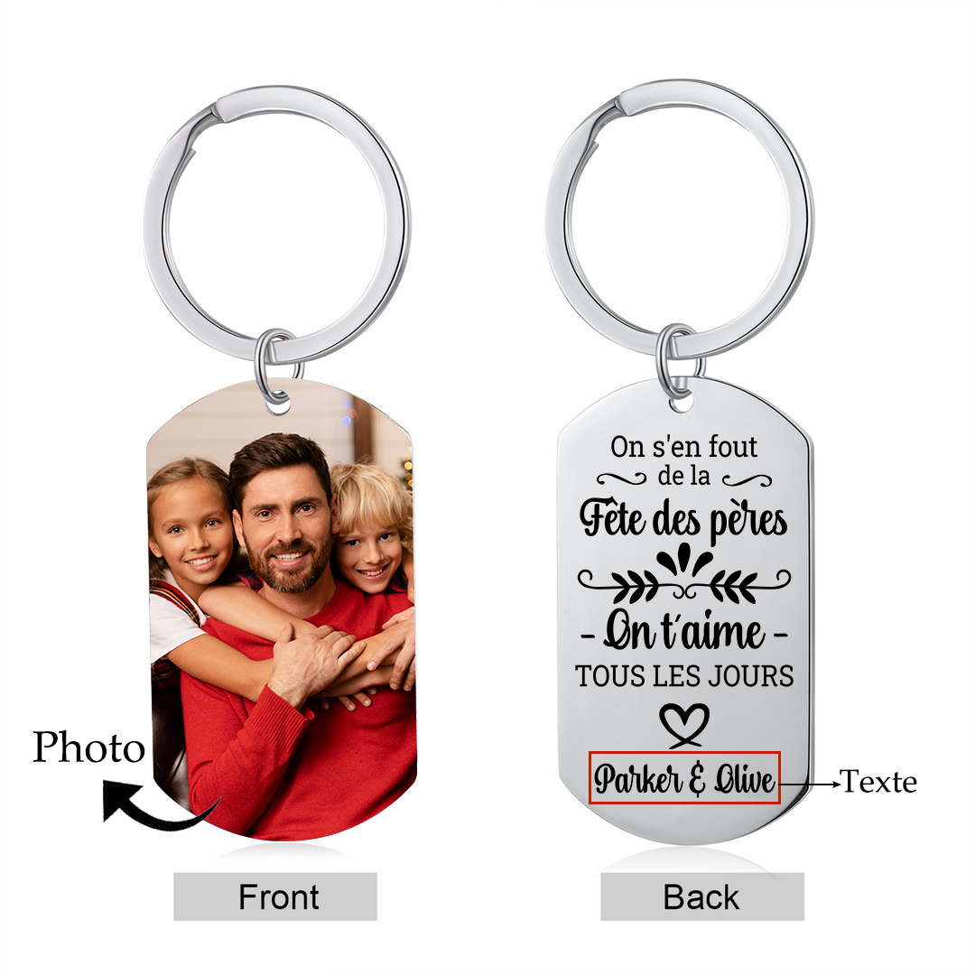 Porte-clés Personnalisé avec Photo et 1 Texte – Cadeau pour Papi | Jessemade
