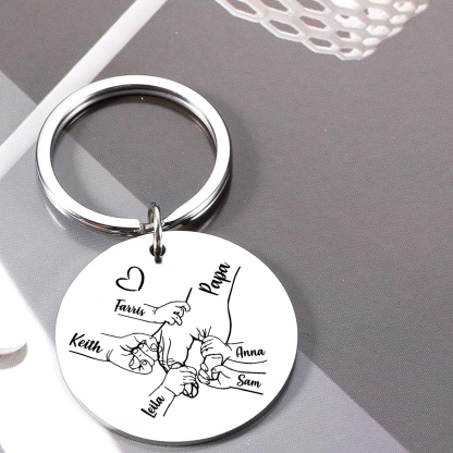 Porte-clés La Main dans La Main Personnalisé avec 1 à 5 Prénoms et 1 Photo – Cadeau pour Papa | Jessemade