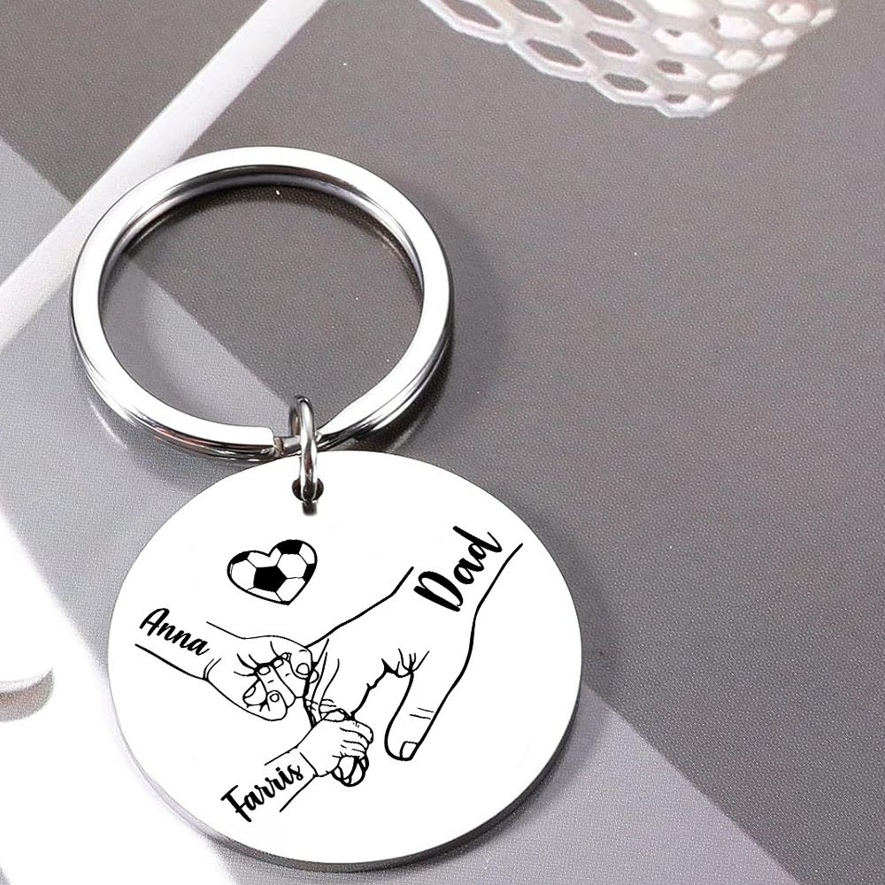 À mon Papi - Porte-clés Personnalisé avec 3 Prénoms et Photo Porte-Clés la main dans la main Pour Papi | Jessemade