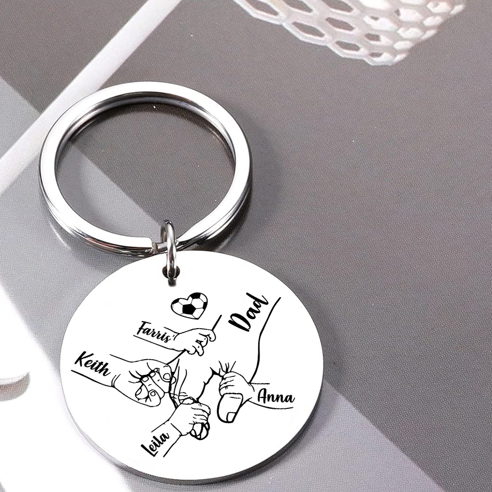 À mon Papi - Porte-clés Personnalisé avec 4 Prénoms et Photo Porte-Clés la main dans la main Pour Papi | Jessemade