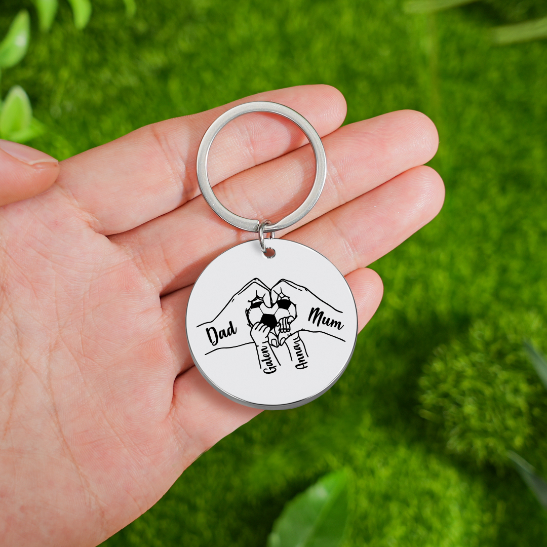 Porte-clés Personnalisé avec 4 Prénoms et Photo Porte-Clés la main dans la main-Cadeau pour la Famille | Jessemade