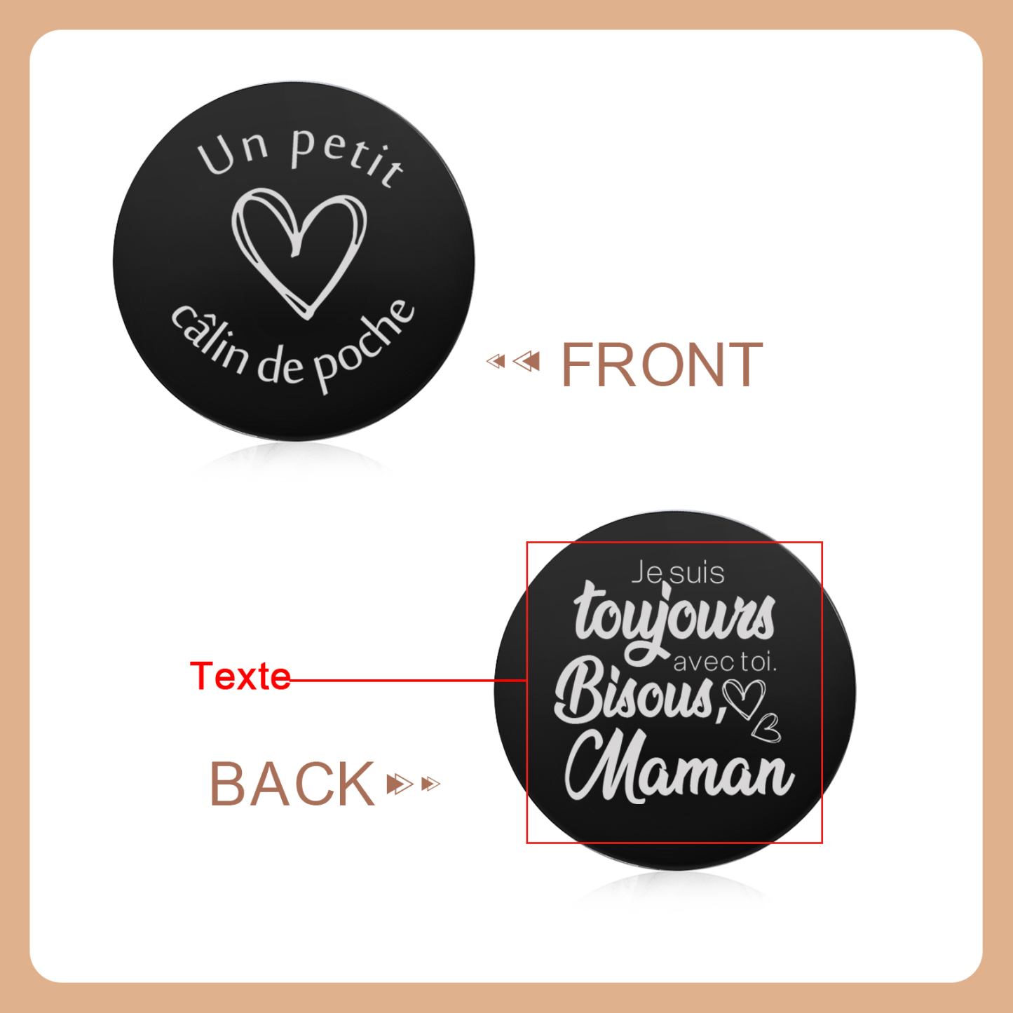 Porte-clés en Cuir personnalisé avec 1 Texte - Cadeau pour la Rentrée Scolaire | Jessemade