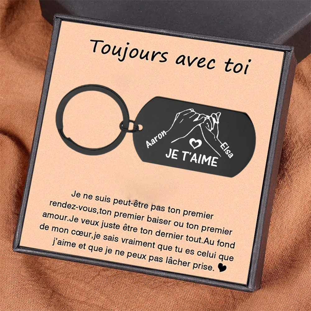Porte-Clés Couple Noir avec Coffret Cadeau, Promesse du petit doigt 