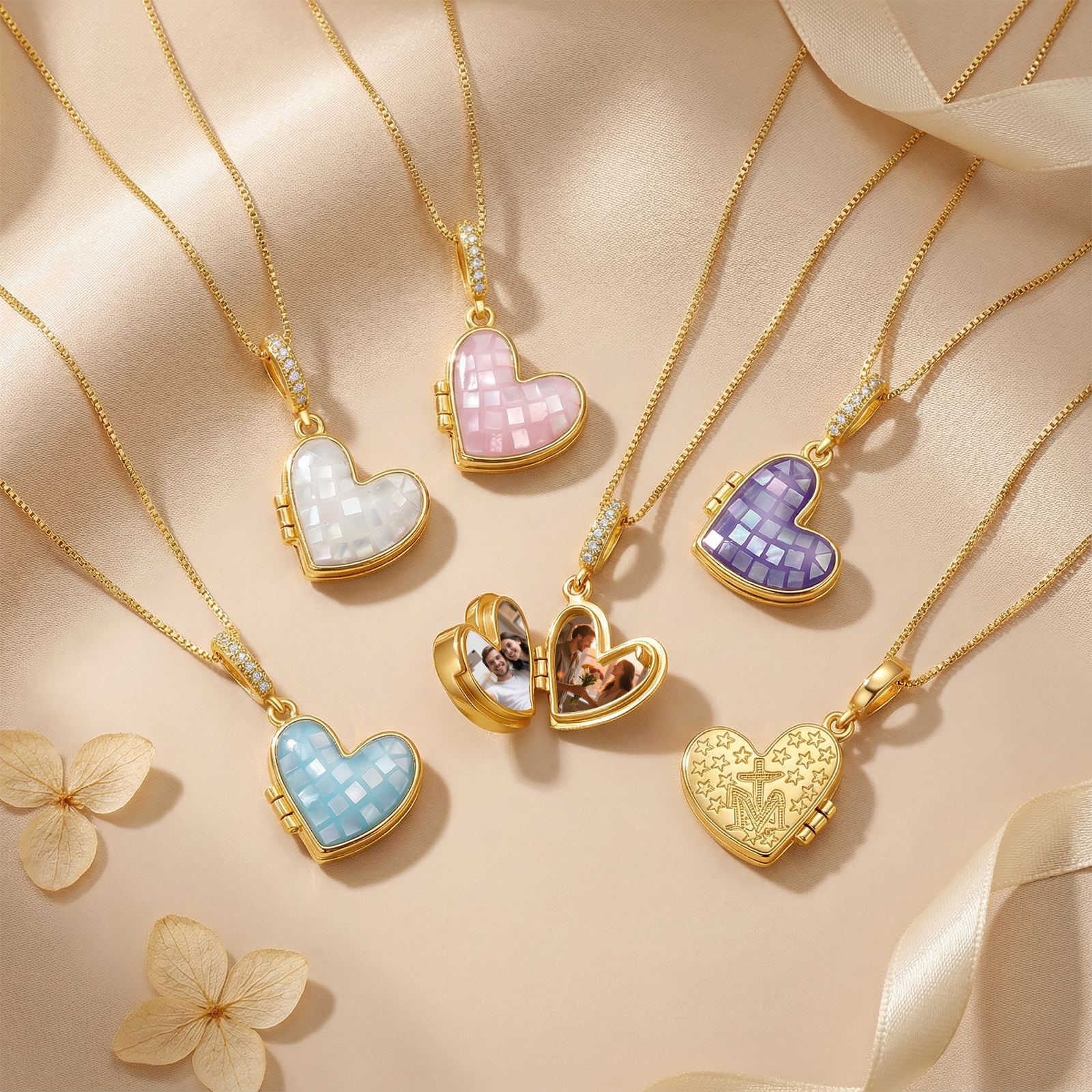 Collier Médaillon Cœur Personnalisé avec Photo pour Elle