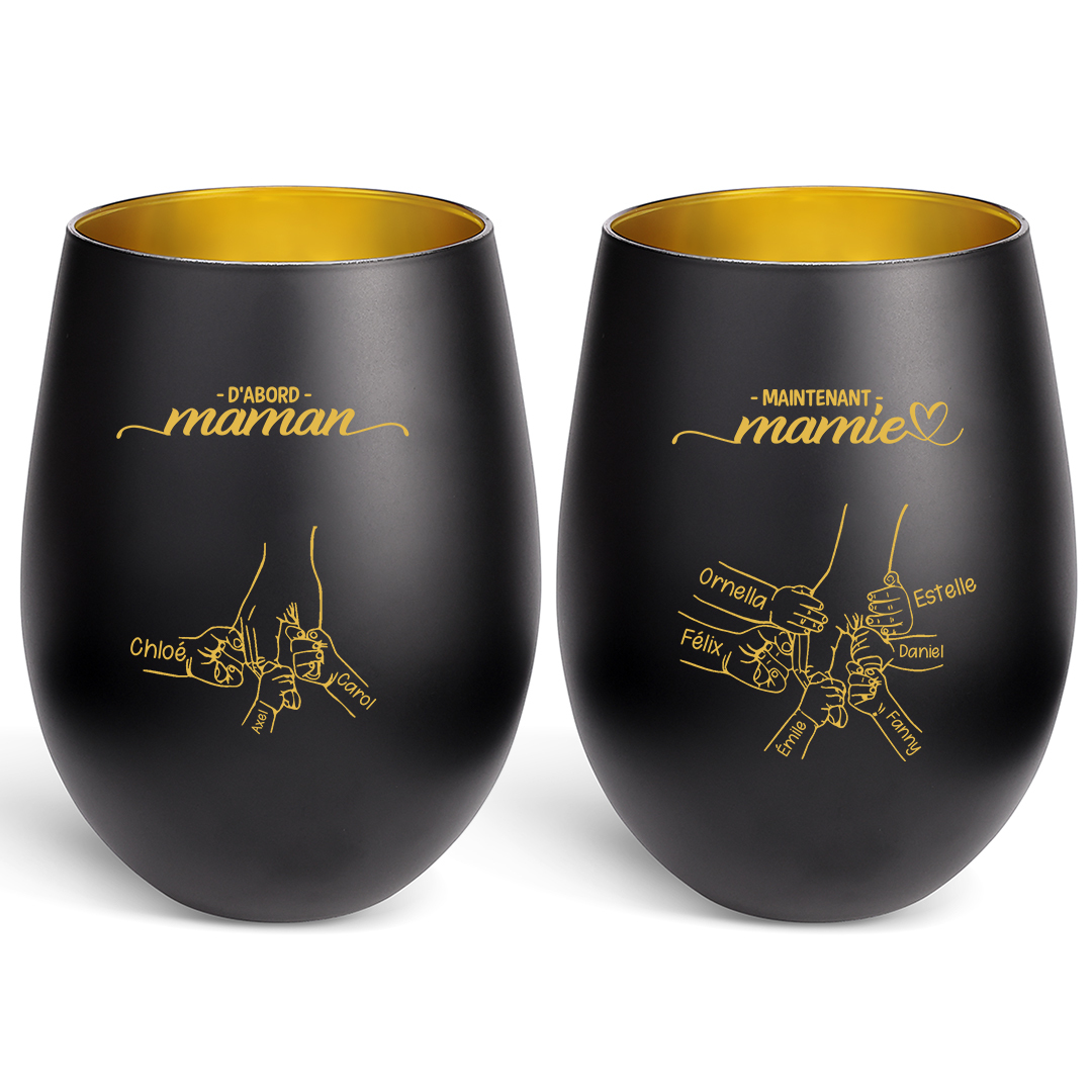 Photophore personnalisé en forme de main avec 2 à 14 prénoms d’enfants – D’abord maman, maintenant mamie