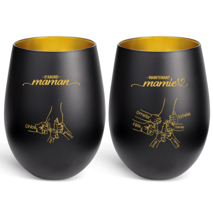 Photophore personnalisé en forme de main avec 2 à 14 prénoms d’enfants – D’abord maman, maintenant mamie