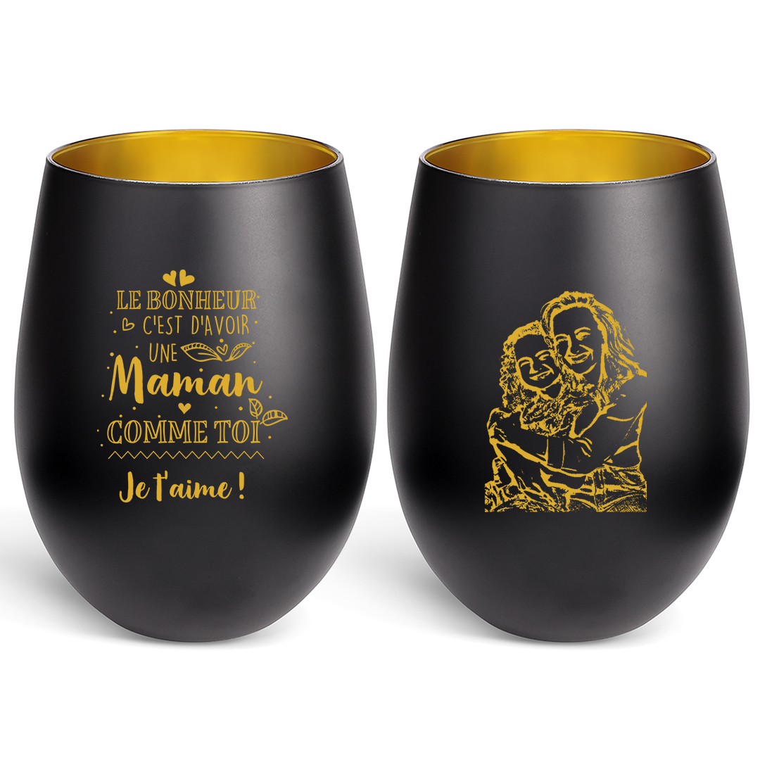 Bougeoir en verre personnalisé avec photo, cadeau pour maman