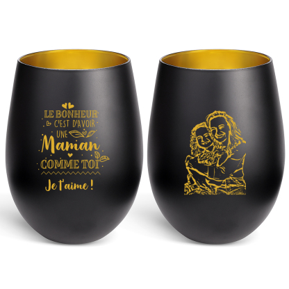 Bougeoir en verre personnalisé avec photo, cadeau pour maman