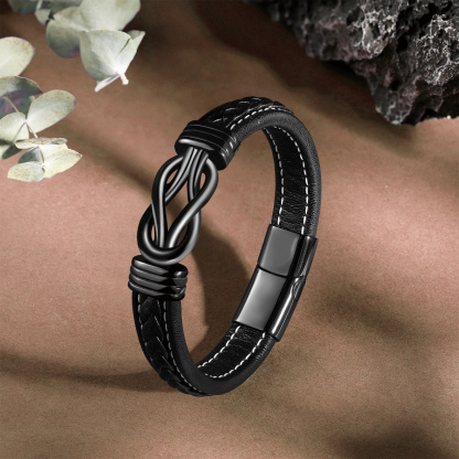 Bracelet Infini en Cuir Personnalisé avec Photo pour Homme