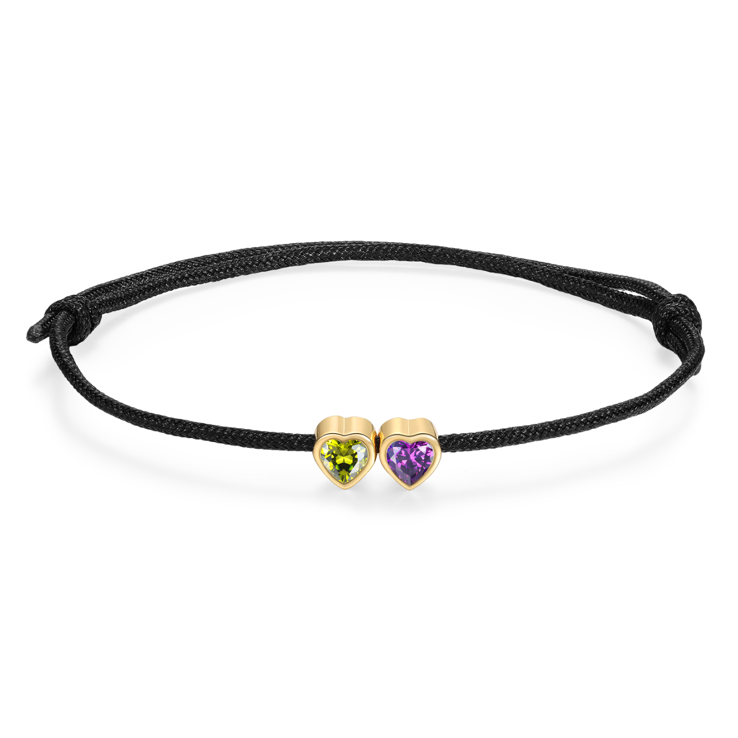 Bracelet cœur avec pierre de naissance personnalisable, cordon ajustable, cadeau d’anniversaire ou de fête pour maman, petite amie, épouse ou fille | Lorajewel
