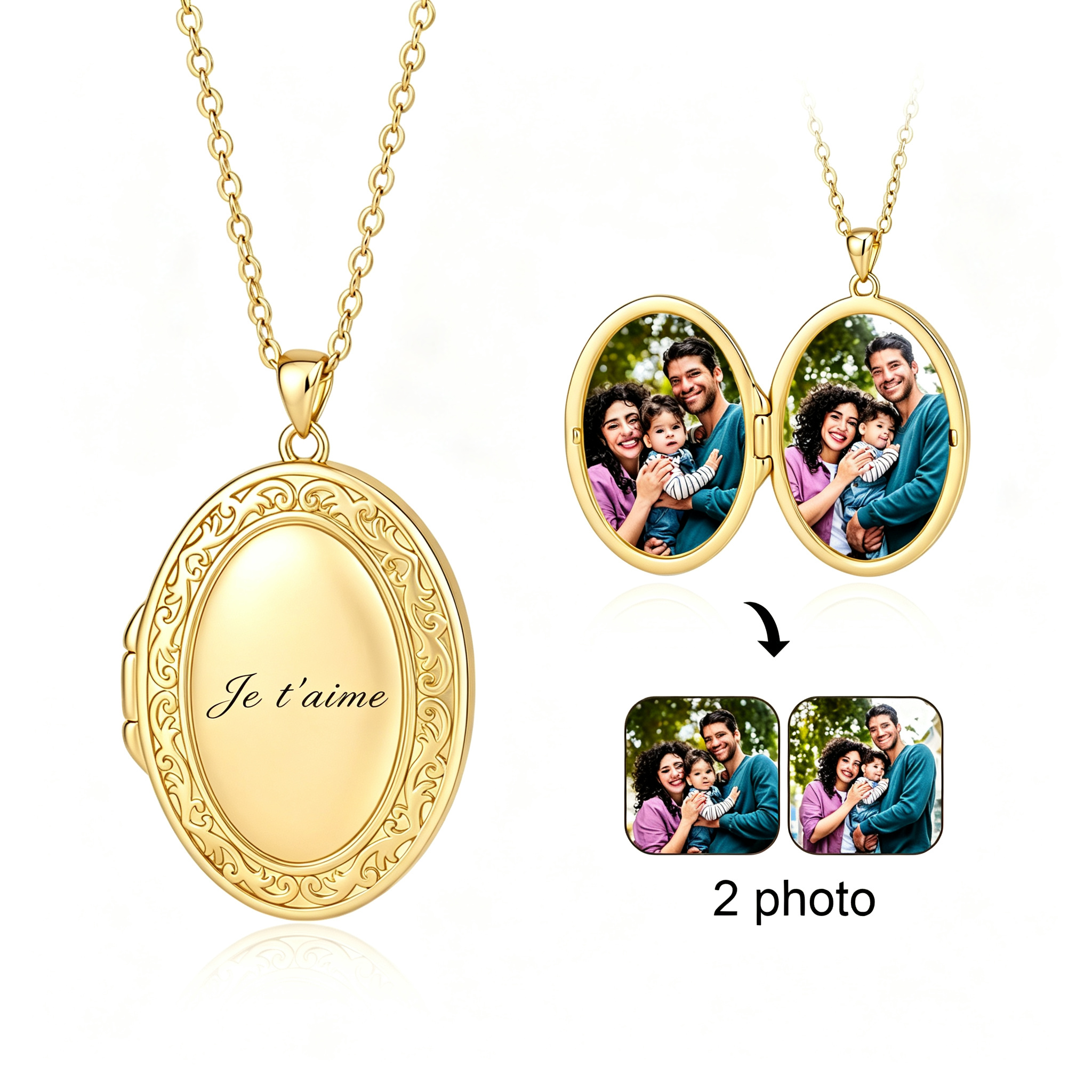 Collier médaillon photo personnalisé avec souvenir à mémoire NFC, cadeau d’anniversaire pour maman, épouse ou fille | Jessemade