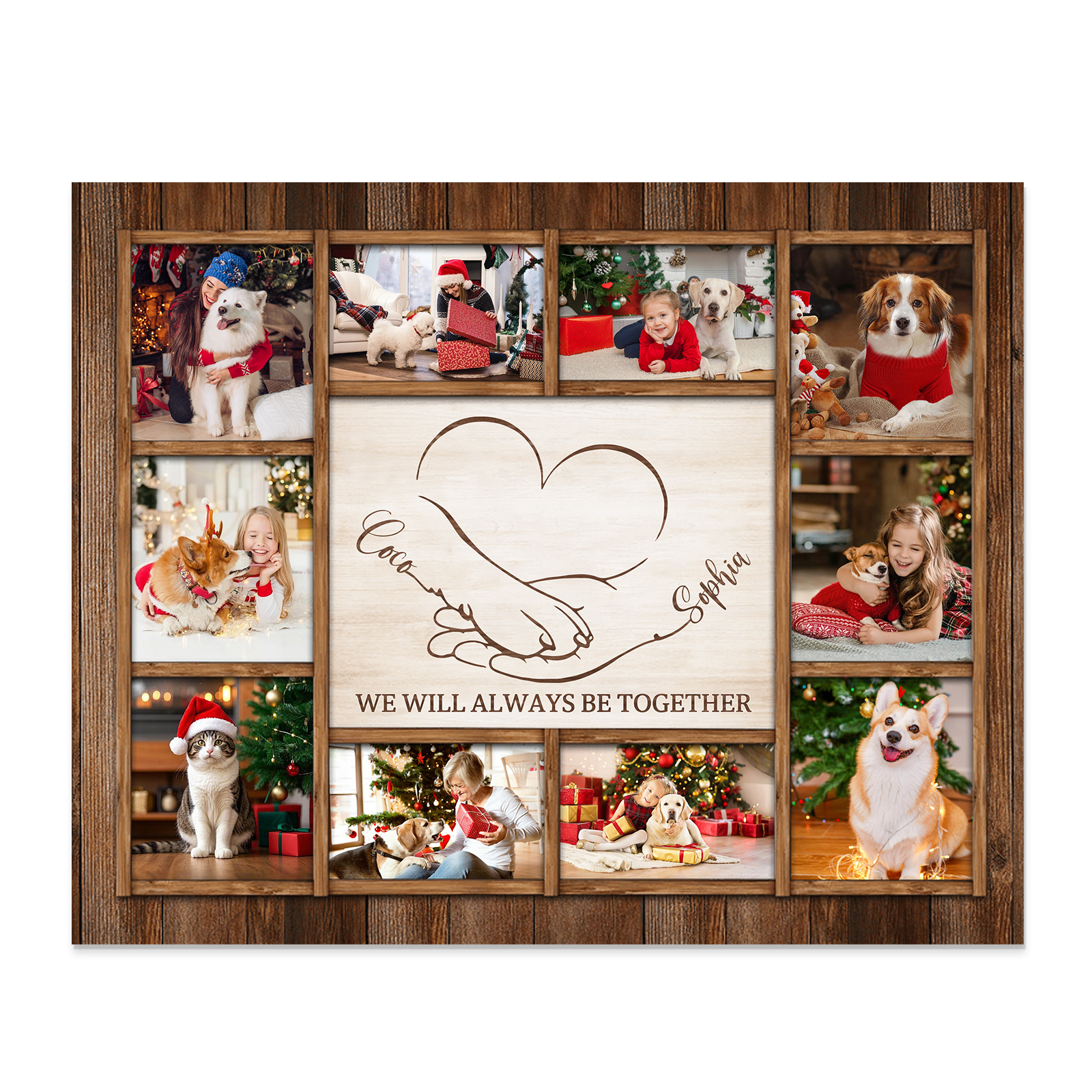 Cadre Photo Personnalisé 10 Photos en Bois pour Amoureux des Animaux