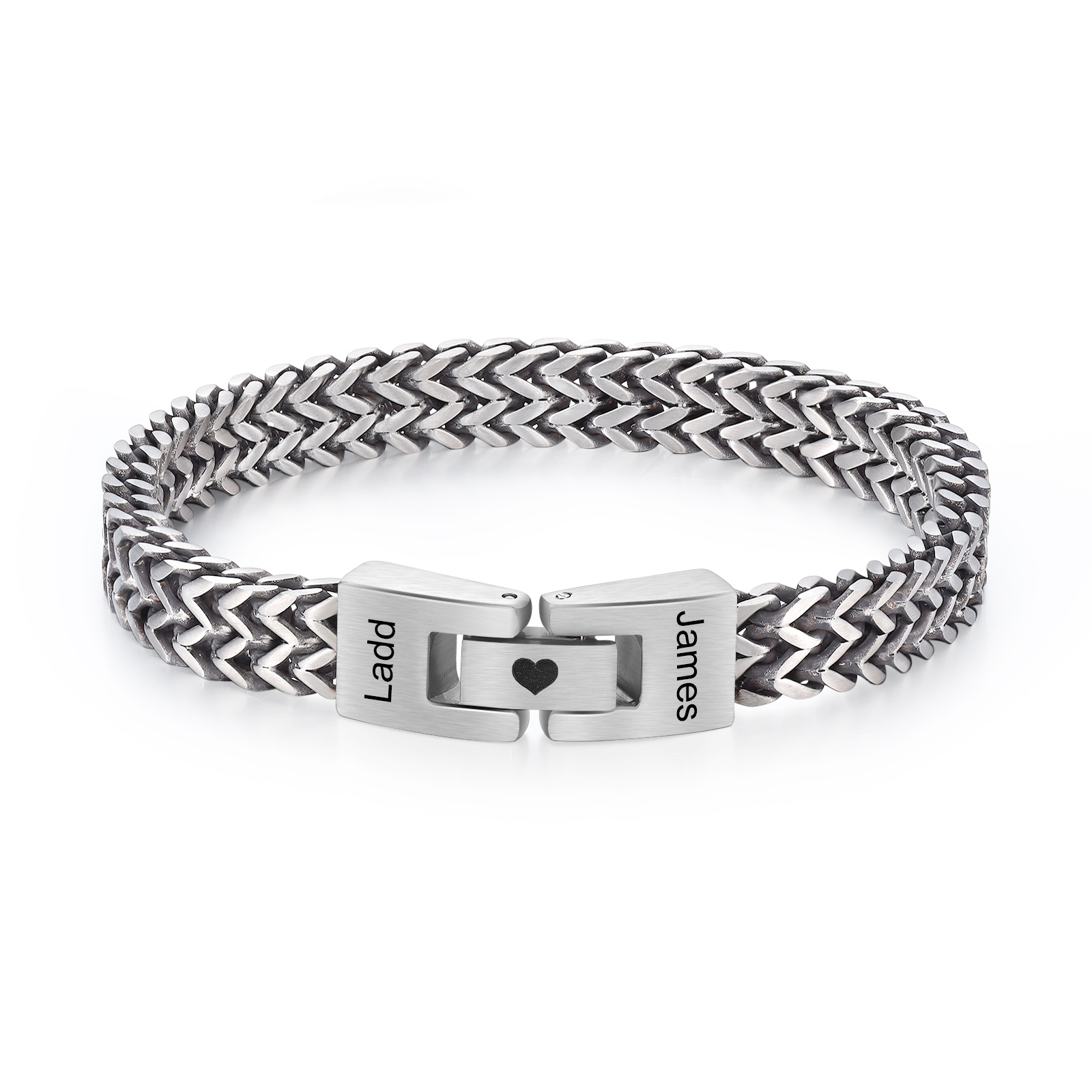 Bracelet Homme Personnalisé en Acier Inoxydable à Maillons Cubains avec Nom