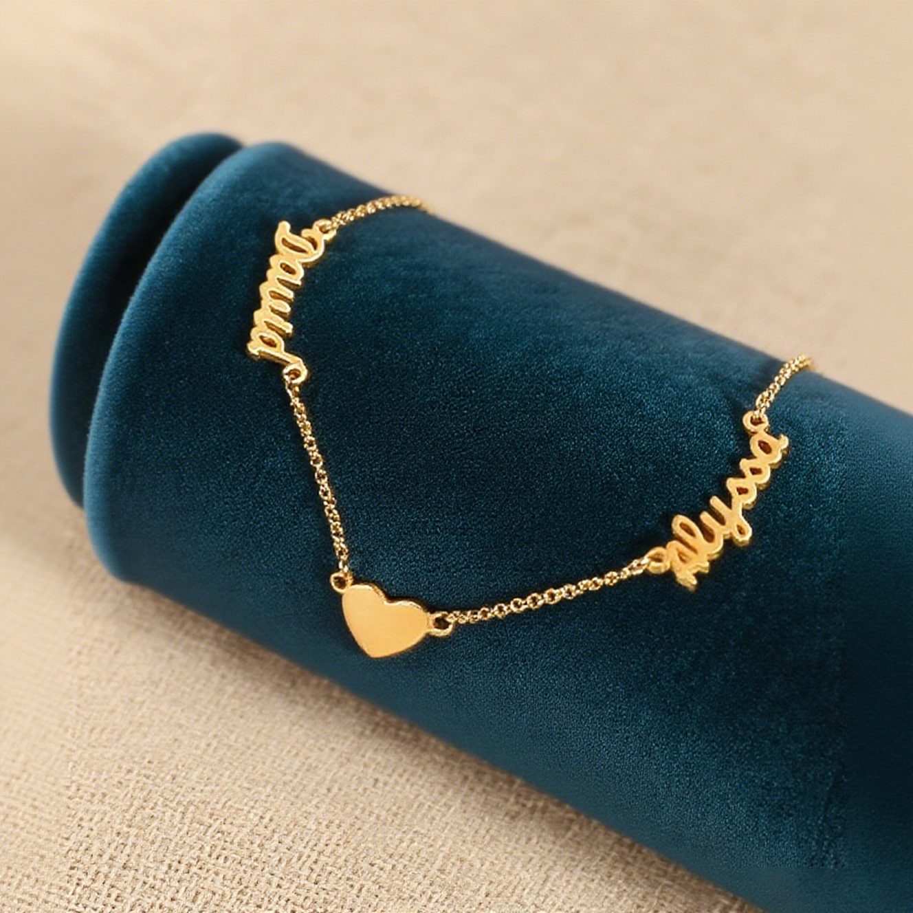 Collier Coeur 2 Prénoms Prénom Personnalisés Bijoux en Argent 925｜Jessemade