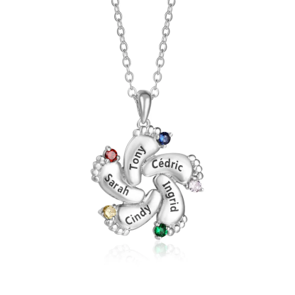 Collier pieds personnalisé avec prénoms – Cadeau famille unique | Jessemade