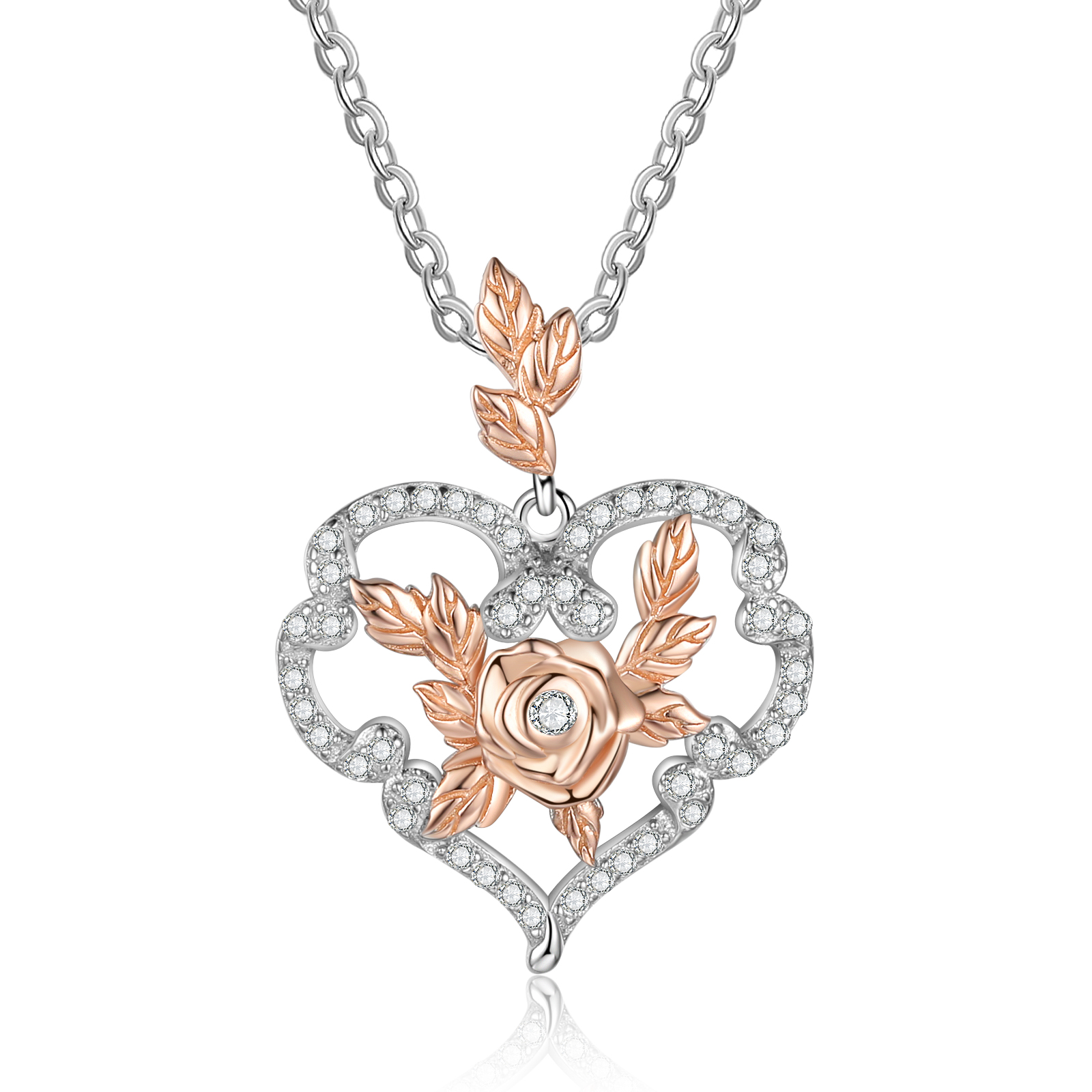 Collier Coeur avec Rose Doré Collier Personnalisé pour Femme | Jessemade