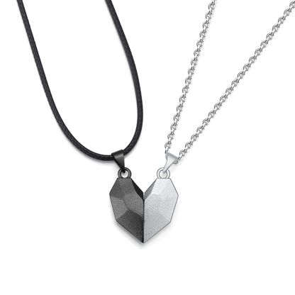 Collier Lettre avec breloque Coeur 2 lettre personnalisée Avec aimant Avec Cadeau Coffret pour Couple｜Jessemade