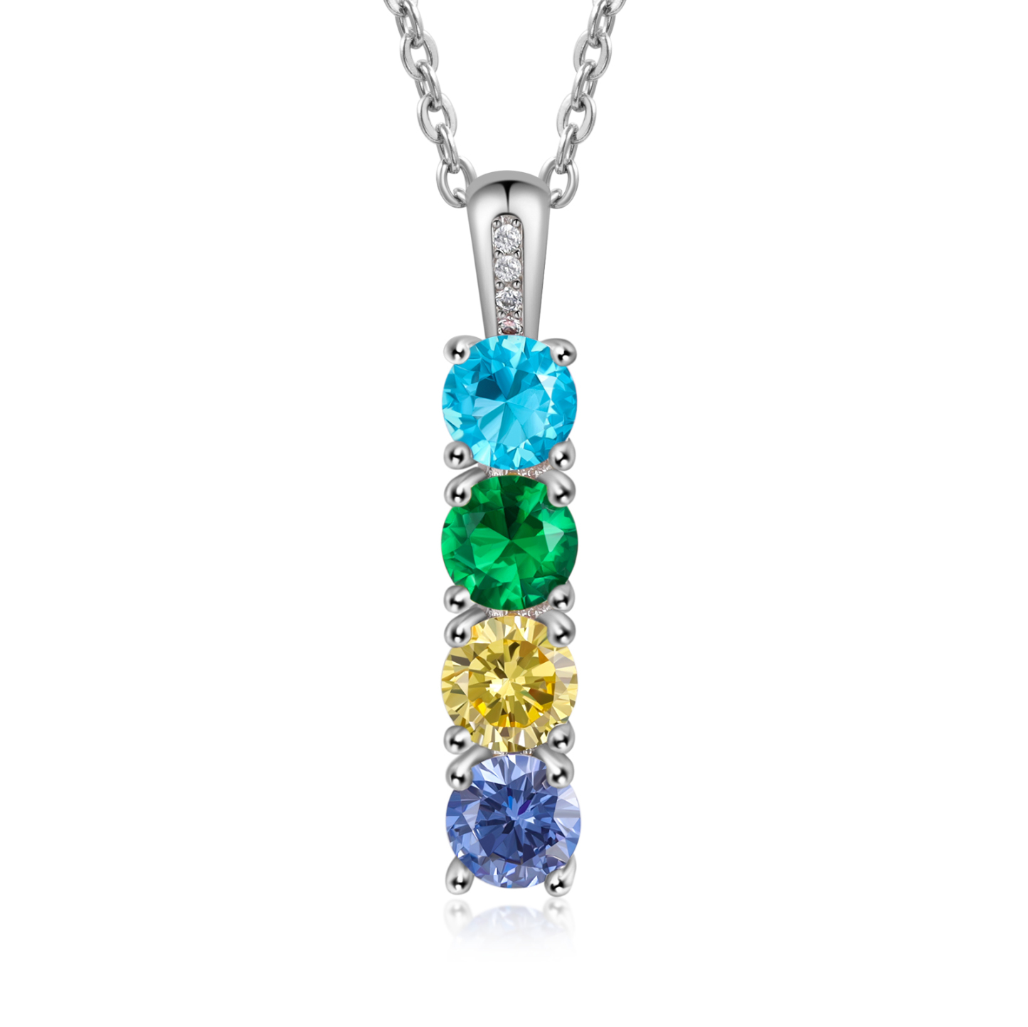 Collier Personnalisé 4 Pierres de Naissance – Cadeau Émotionnel en Argent S925 ou Plaqué Rhodium | Jessemade