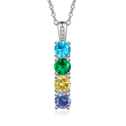 Collier Personnalisé 4 Pierres de Naissance – Cadeau Émotionnel en Argent S925 ou Plaqué Rhodium | Jessemade