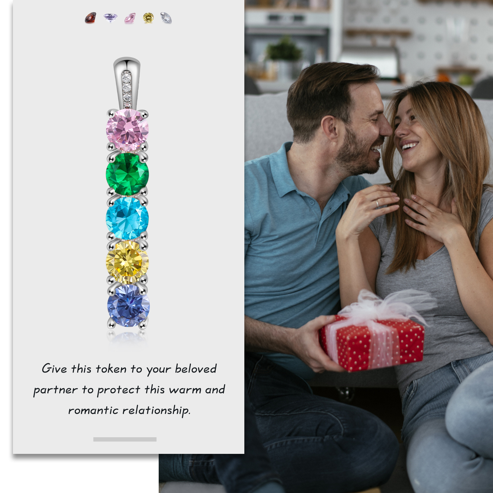 Collier avec 5 Pierres de Naissance Personnalisées – Zircon Cubique sur Chaîne en Argent 925 ou Cuivre Collier pour Femme｜Jessemade