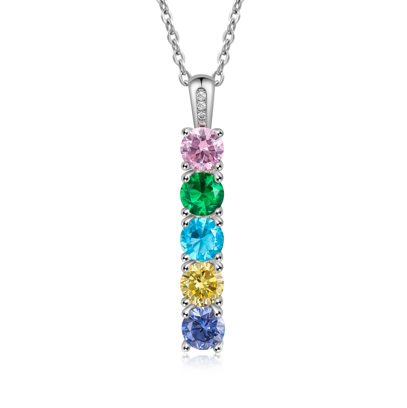 Collier avec 5 Pierres de Naissance Personnalisées – Zircon Cubique sur Chaîne en Argent 925 ou Cuivre Collier pour Femme｜Jessemade