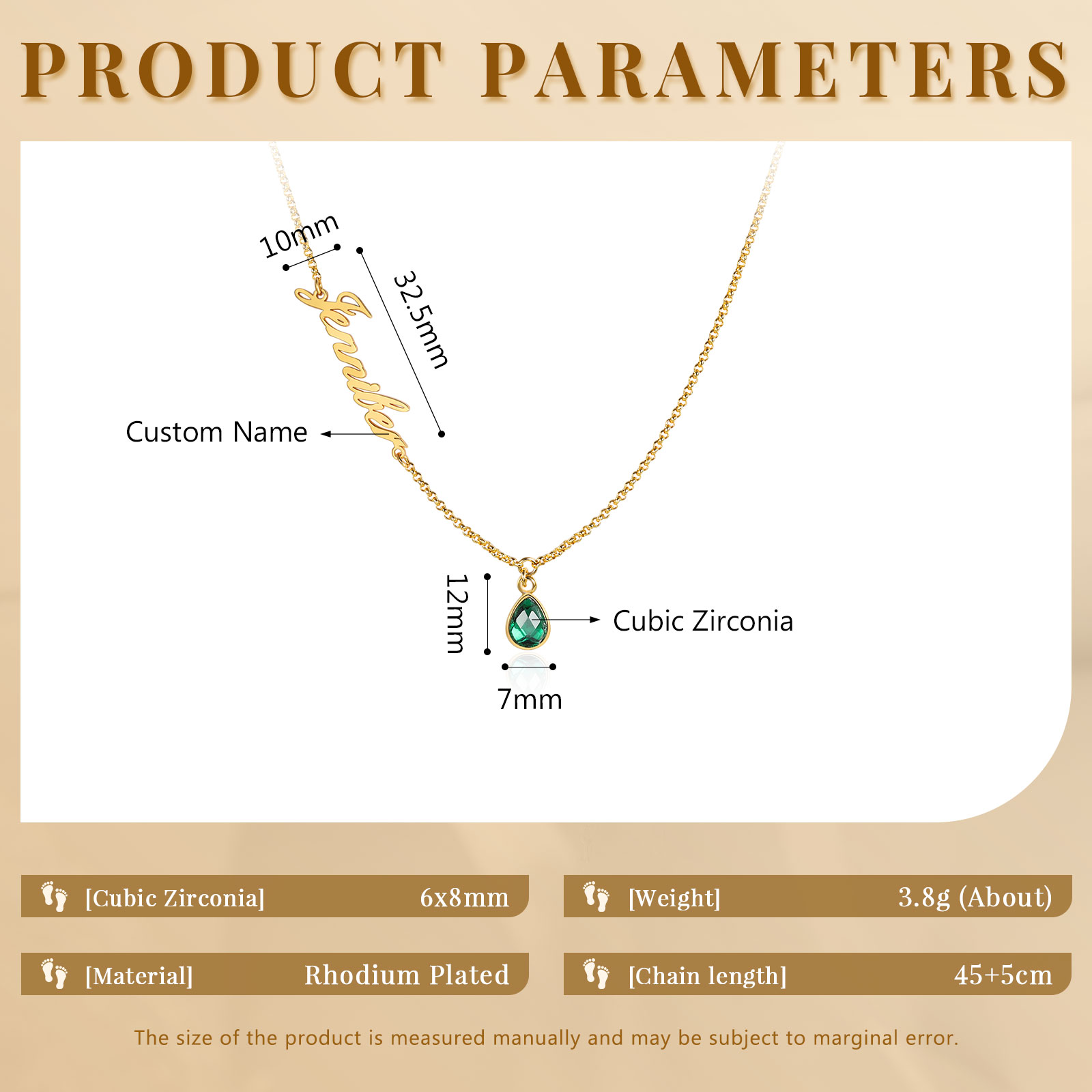 Collier Élégance Intemporelle 1 Prénom Personnalisé avec 1 pierre de naissance Collier Personnalisé Femme | Jessemade