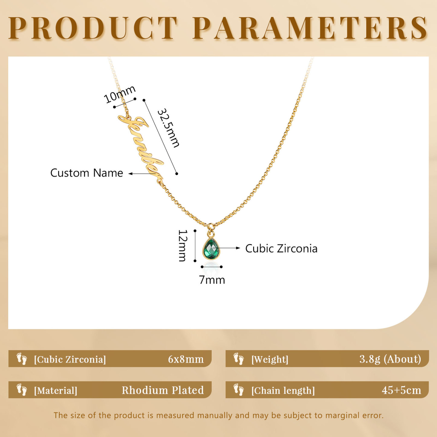 Collier Élégance Intemporelle 1 Prénom Personnalisé avec 1 pierre de naissance Collier Personnalisé Femme | Jessemade