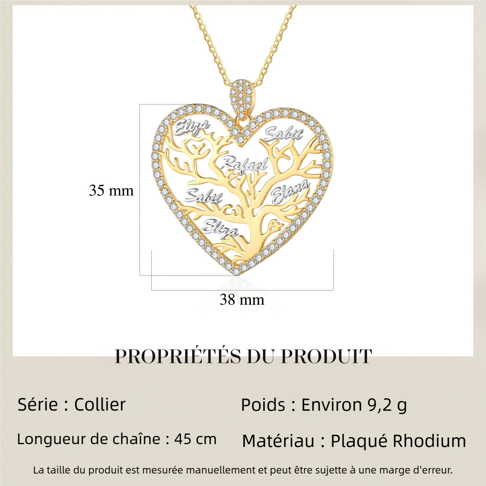 À Ma Maman - Collier Pendentif Arbre de vie Arbre généalogique 1-6 prénoms Avec Coffret Coeur | Jessemade
