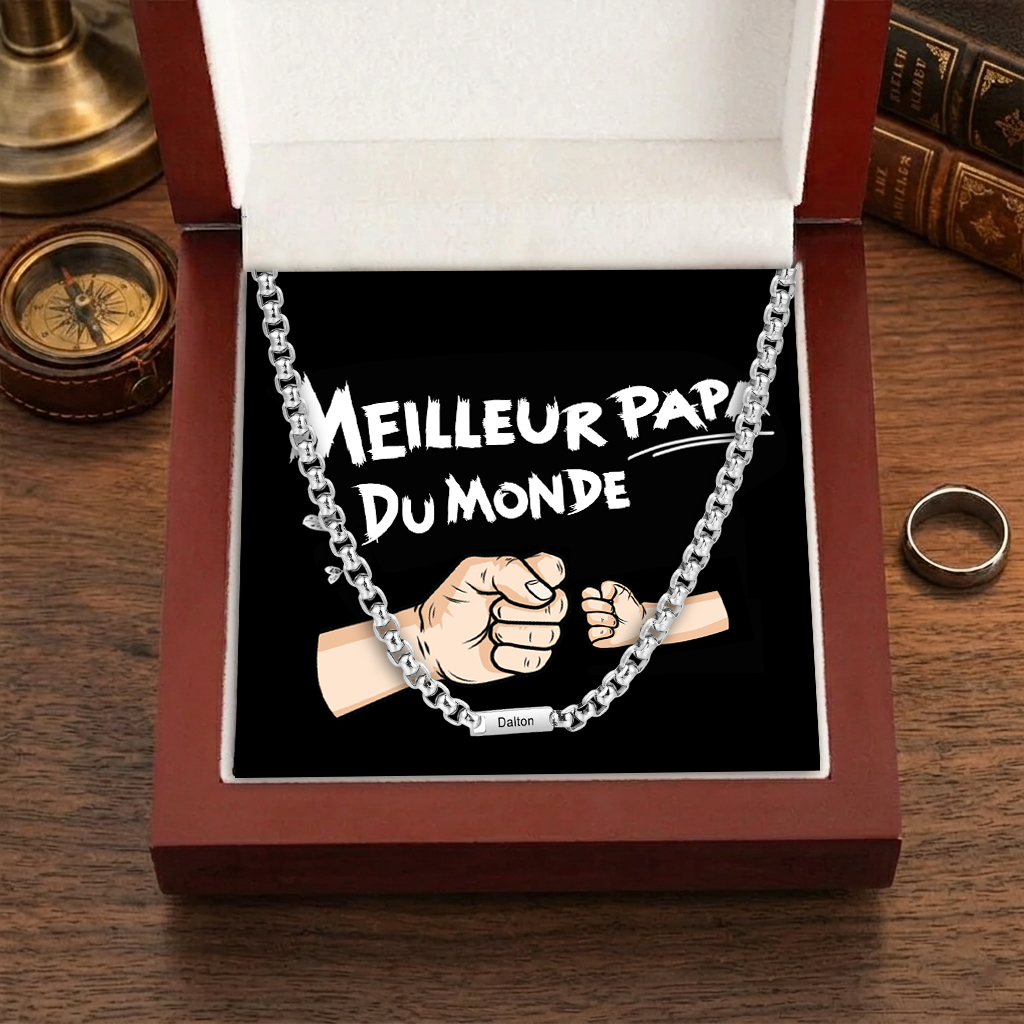 Collier 1-5 Prénoms Personnalisé Collier Chaîne Homme | Cadeau Fête des Pères | Jessemade