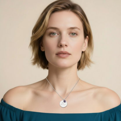 Collier 1 Prénom Personnalisé avec 1 Pierre de Naissance | Jessemade