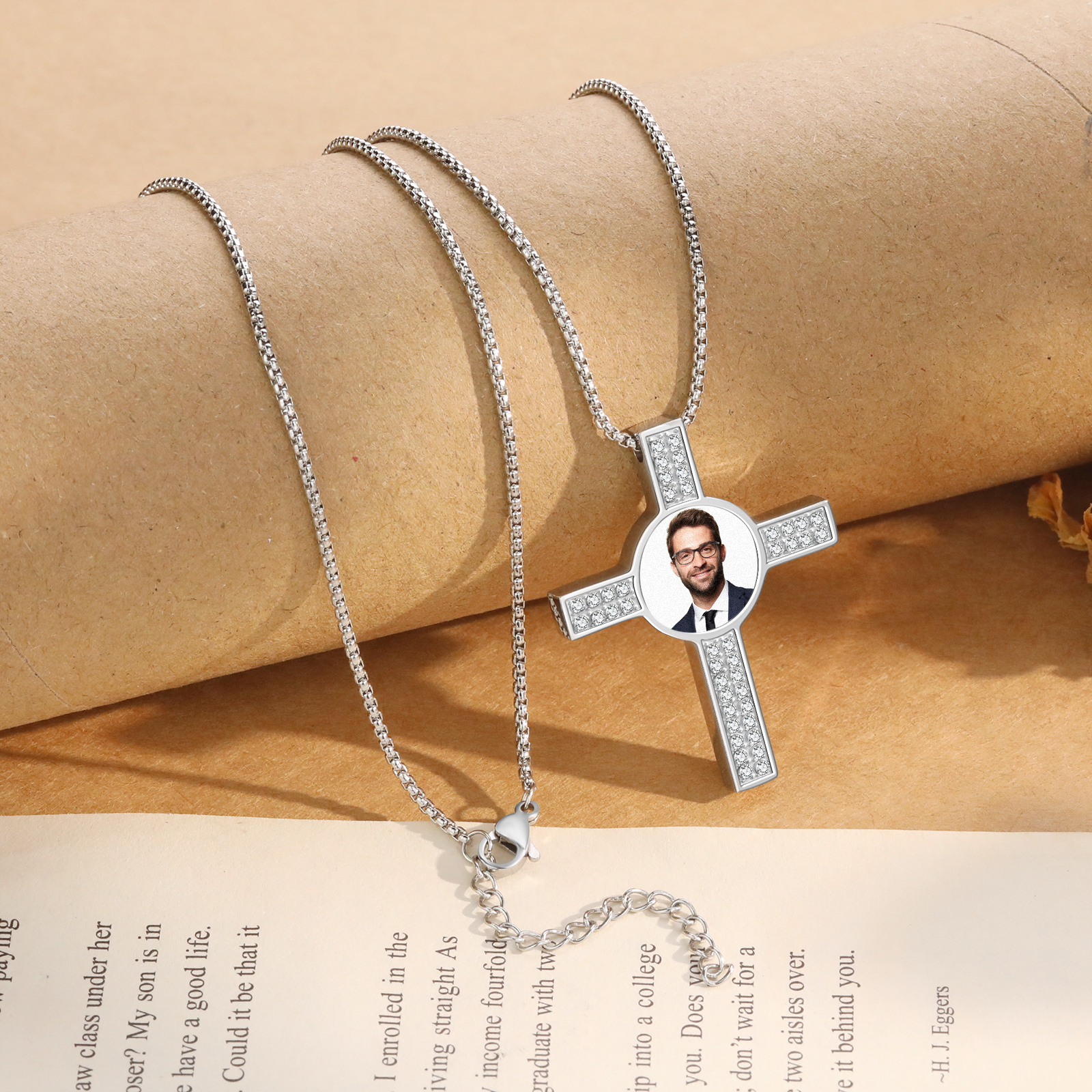 Collier Croix Collier Personnalisé avec Prénom et Photo pour Homme｜Jessemade