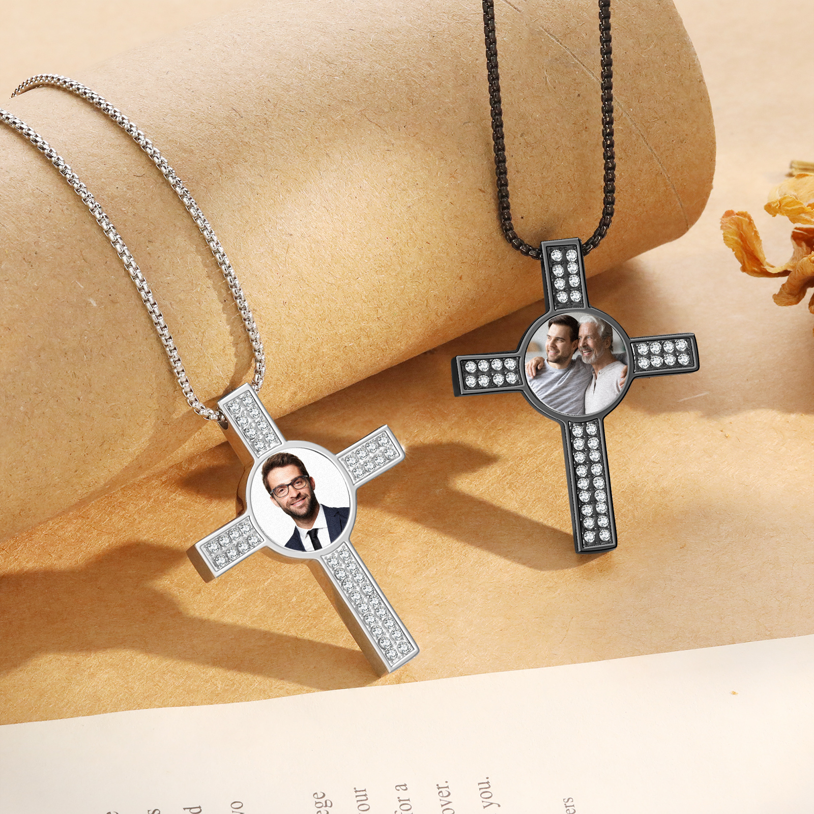 Collier Croix Collier Personnalisé avec Prénom et Photo pour Homme｜Jessemade