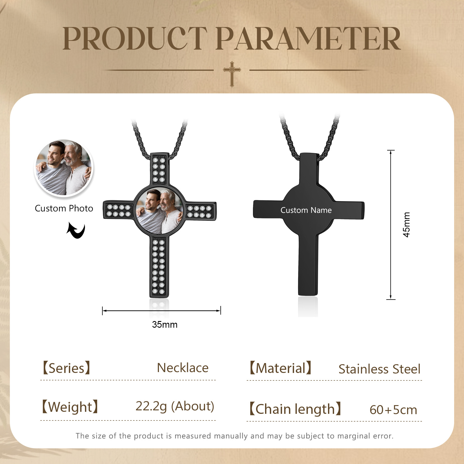 Collier Croix Collier Personnalisé avec Prénom et Photo pour Homme｜Jessemade