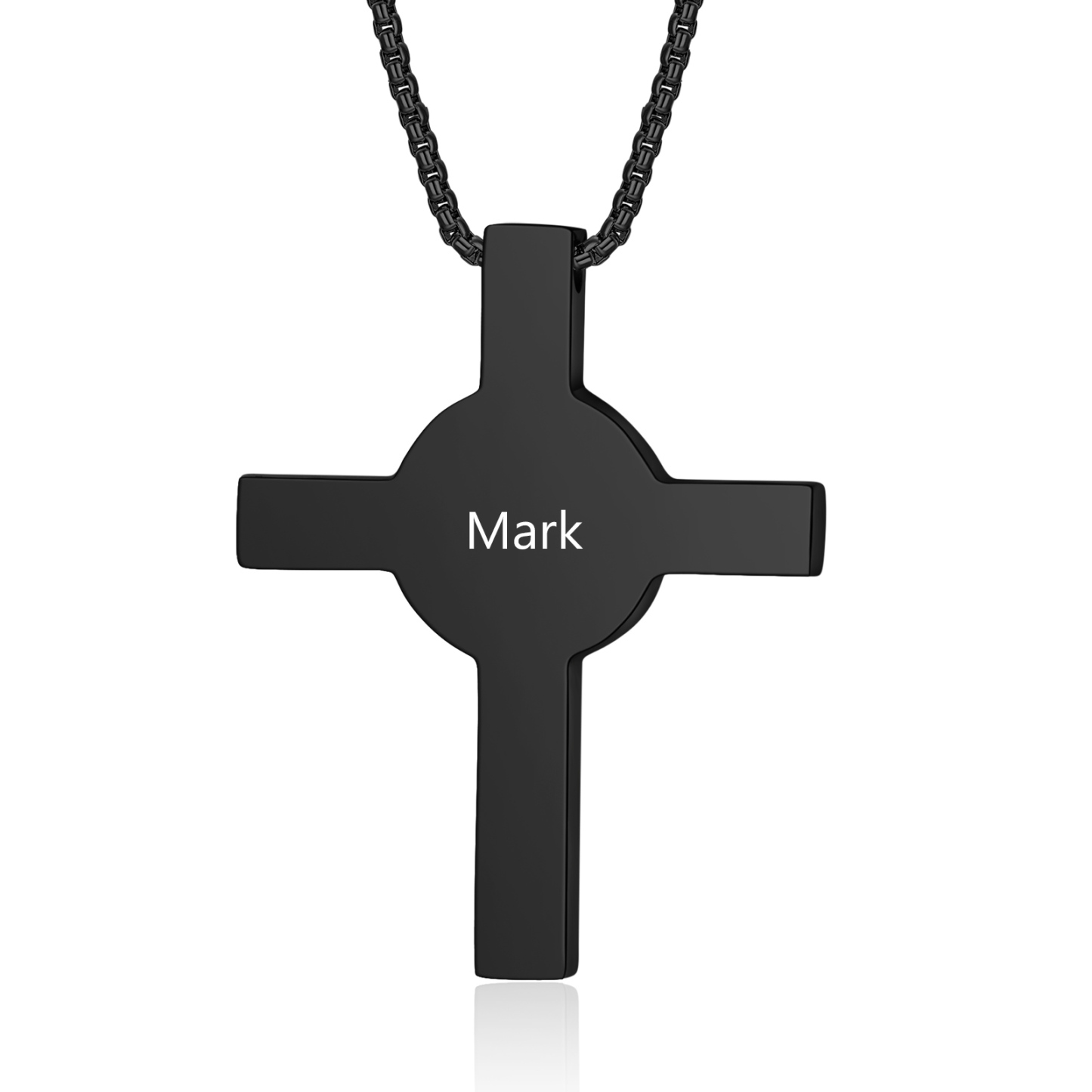 Collier Croix Collier Personnalisé avec Prénom et Photo Noir/Argent|Jessemade