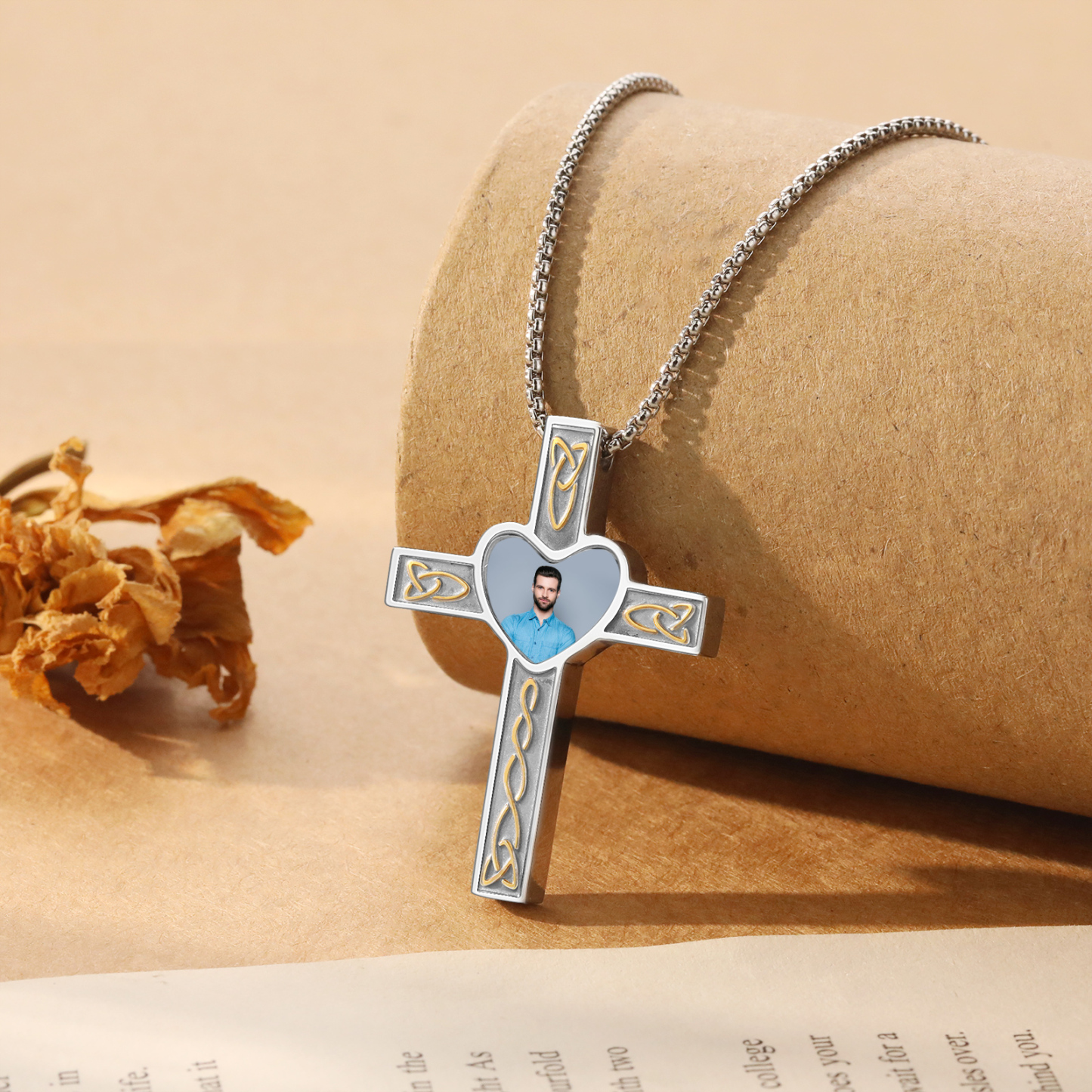 Collier Coeur et Croix Collier Personnalisé avec Prénom et Photo｜Jessemade