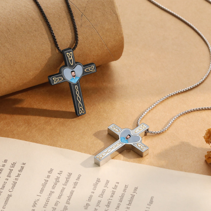 Collier Coeur et Croix Collier Personnalisé avec Prénom et Photo｜Jessemade