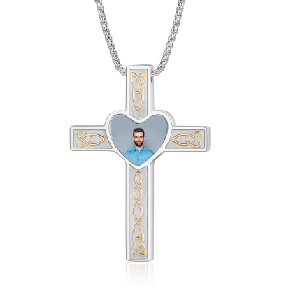 Collier Coeur et Croix Collier Personnalisé avec Prénom et Photo｜Jessemade