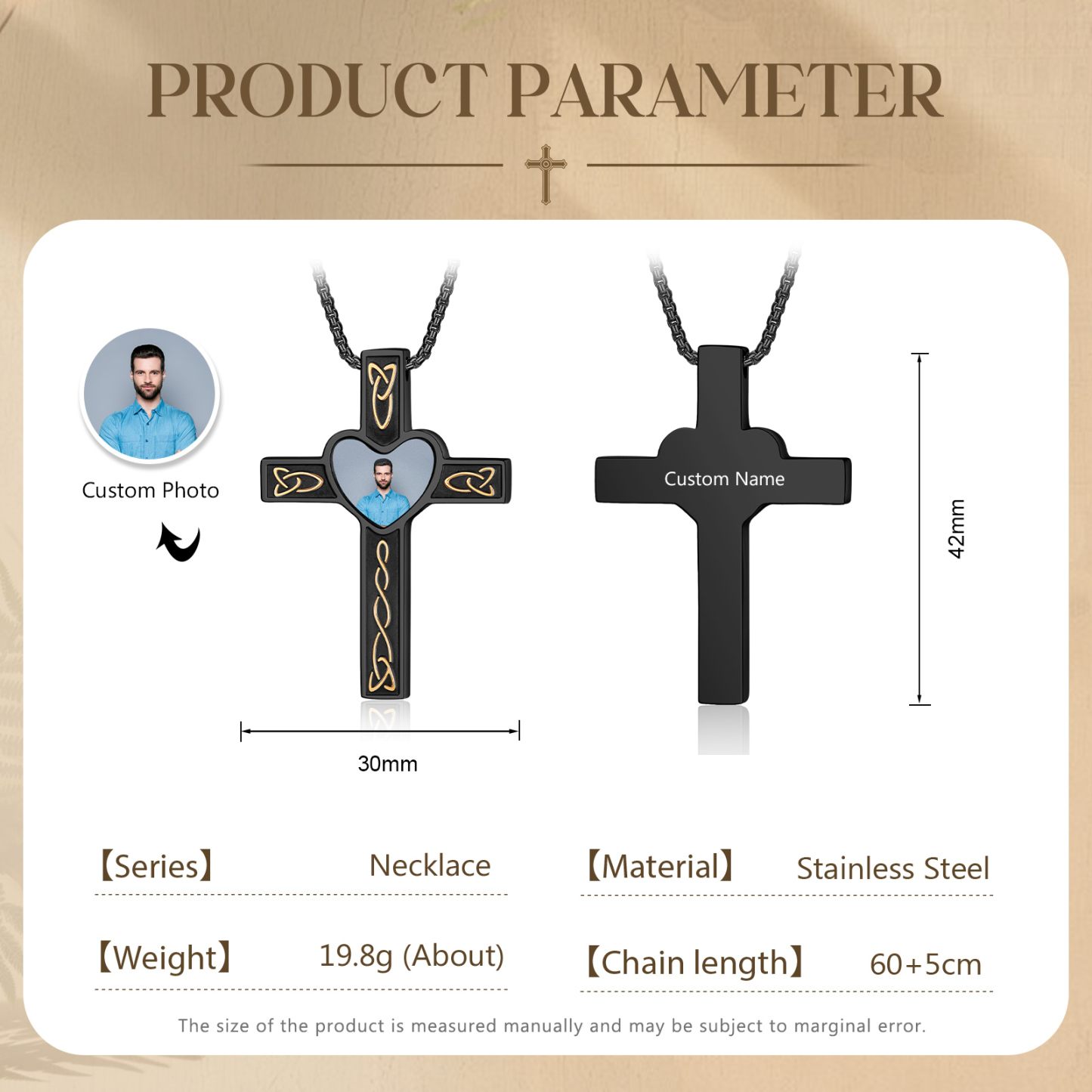 Collier Coeur et Croix Collier Personnalisé avec Prénom et Photo｜Jessemade