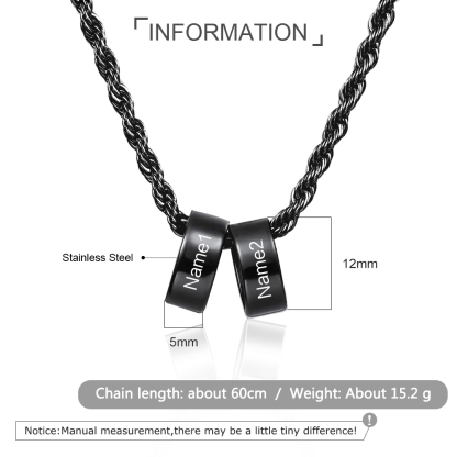 Collier à Breloques 2 Prénoms Personnalisés Collier Homme