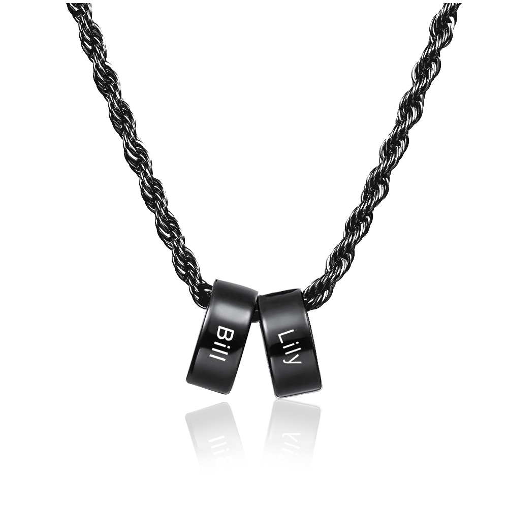 Collier à Breloques 2 Prénoms Personnalisés Collier Homme