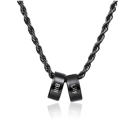 Collier à Breloques 2 Prénoms Personnalisés Collier Homme