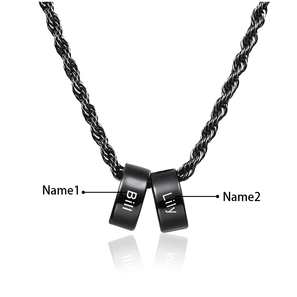 Collier à Breloques 2 Prénoms Personnalisés Collier Homme