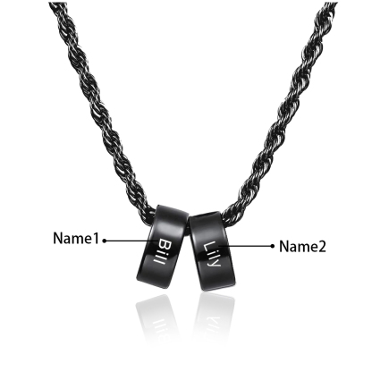 Collier à Breloques 2 Prénoms Personnalisés Collier Homme